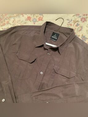PrAna Shirt Brown Button Up Performance Hiking Outdoor - Men’s Sz XL
